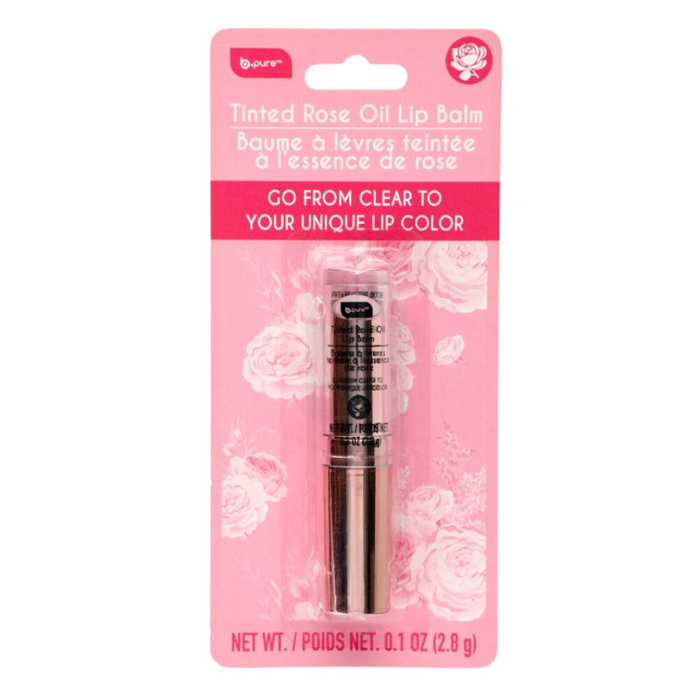 B Pure Tinted Rose Oil Color Adapting Lip Balm, 0.1 oz.
